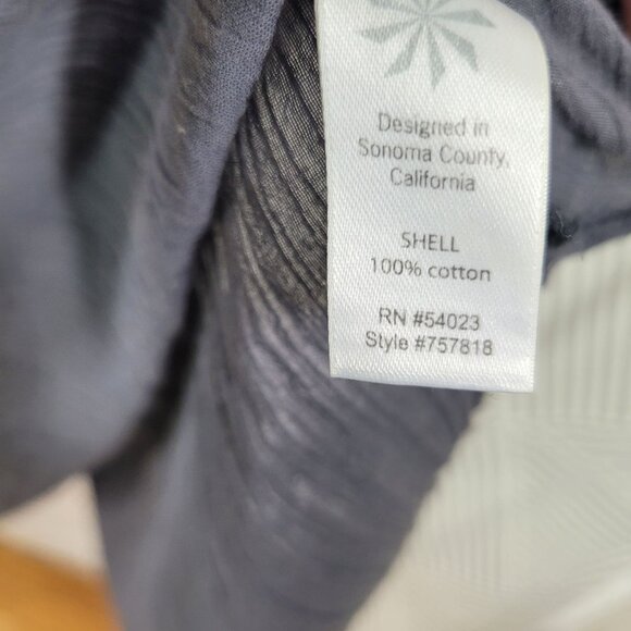 Athleta Crepe Crinkle Tunic Dress Large Gray White Trim 3/4 Sleeves lightweight - Picture 7 of 7